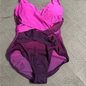 NWT Lands' End Ombré Slendersuit Swimsuit size 12